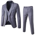 thumbnail image 1 of JUNWELL Men‘s 3 Piece Slim Fit Suit Set  One Button Solid Formal Business Wedding Party Jacket Vest Pants Suit, 1 of 6