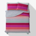 thumbnail image 3 of Mainstays Kids Reversible Pink Stripe Stitch Quilt Set, 3 Pieces, Full/Queen, 3 of 6