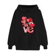 thumbnail image 1 of Birdeem Chandail à Capuche Imprimé Saint-Valentin pour Femmes Manches Longues Fine Polaire, 1 of 2