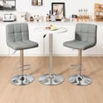 thumbnail image 4 of Gymax Set of 2 Adjustable Swivel Bar Stool Counter Height Bar Chair PU Leather Grey, 4 of 7