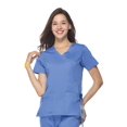 thumbnail image 1 of Blossom by Maevn Women's Princess Seam Mock Wrap Solid Scrub Top, Solid, 1, 1 of 1