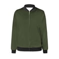 thumbnail image 5 of Womens Fashion Jacket Casual Stand Collar Zip Up Lightweight Coat Fall Color Block Jackets with Pockets Army Green L, 5 of 5
