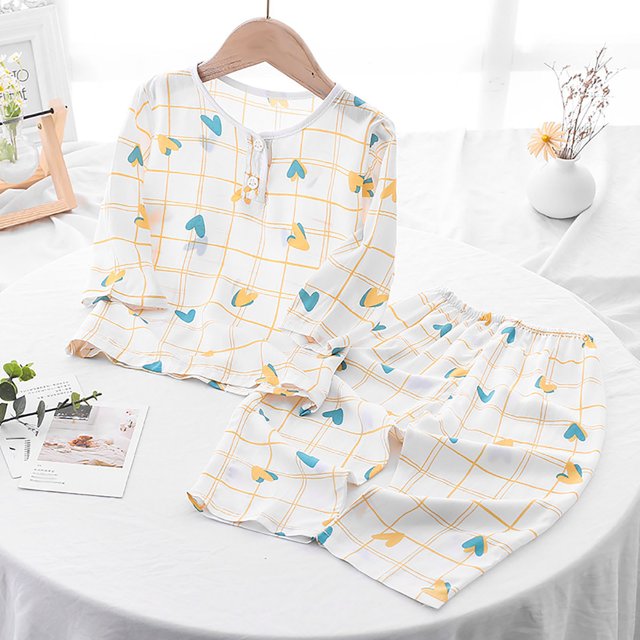 Tenue d'Intérieur d'Été à Manches Courtes Imprimée pour Garçons et Filles