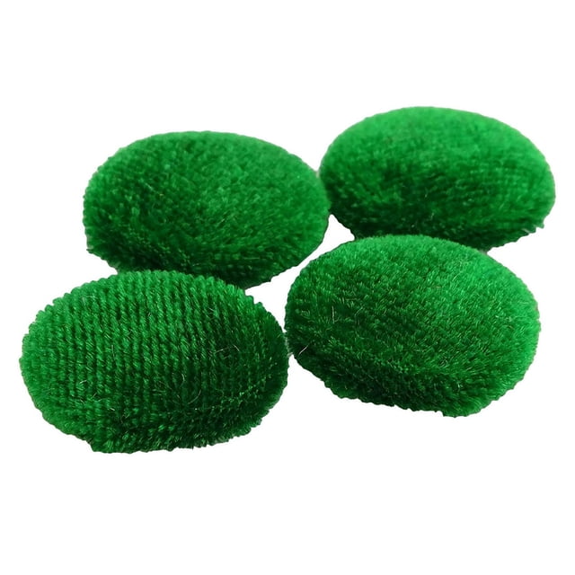 12 Pieces Solid 2 Holes Sewing Velvet Fabric Cloth Covered Scrapbooking Craft Buttons in green color. Handmade decorative round buttons made of velvet material, measuring 19 mm in diameter. Pack includes 12 pieces suitable for sewing fasteners, scrapbooking, and craft projects.