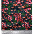 thumbnail image 1 of Soimoi Polyester Crepe Fabric Leaves,Floral & Flamingo Bird Fabric Prints by Yard 52 Inch Wide, 1 of 3