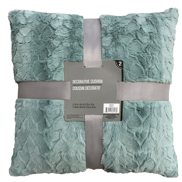 Hometrends Solid Fur Decorative Pillow (Set of 2) - Teal