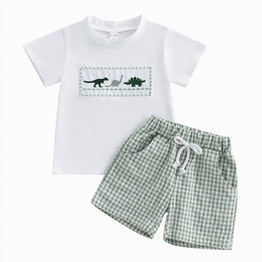 Gubotare Ensembles pour Garçons Tout-Petits Vêtements d'Été pour Bébé Garçon T-Shirt à Manches Courtes Hauts et Ensemble de Shorts Décontractés 18 24 Mois (Blanc,18-24 Months)