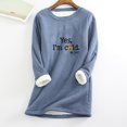 thumbnail image 1 of Hauts de Sortie pour Femmes Col Rond Poche Épaissie Peluche Chaude Manches Longues Blouses en Liquidation, 1 of 5