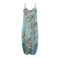 thumbnail image 5 of SMihono Robe Maxi Bohème d'Été pour Femmes Grande Taille Mode pour Femmes à Bretelles Taille Mi-Haute Col en V Sans Manches à Rayures Imprimées Ajustée Robe Longue de Plage Robe Évasée de Plage, 5 of 5