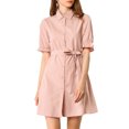 thumbnail image 1 of INSPIRE CHIC Robe-Chemise Décontractée pour Femme à Manches Courtes, Couleur Unie, Boutonnée, 1 of 7