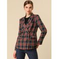 thumbnail image 4 of INSPIRE CHIC Blazer à Carreaux à Revers Cranté à Double Boutonnage pour Femme, 4 of 6