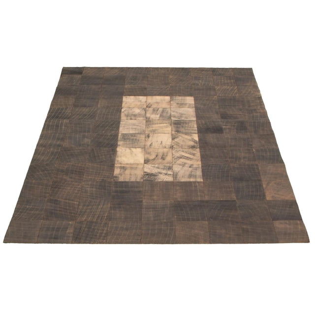 ECARPETGALLERY 5'7" x 7'11" Contemporary Cowhide Patchwork Handmade Area Rug for Living Room, Dining Room and Bedroom in Brown