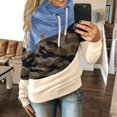thumbnail image 2 of pxiakgy Sweat à Capuche long Manches Décontracté Contraste camouflage pour Femmes Bleu 3TG, 2 of 2