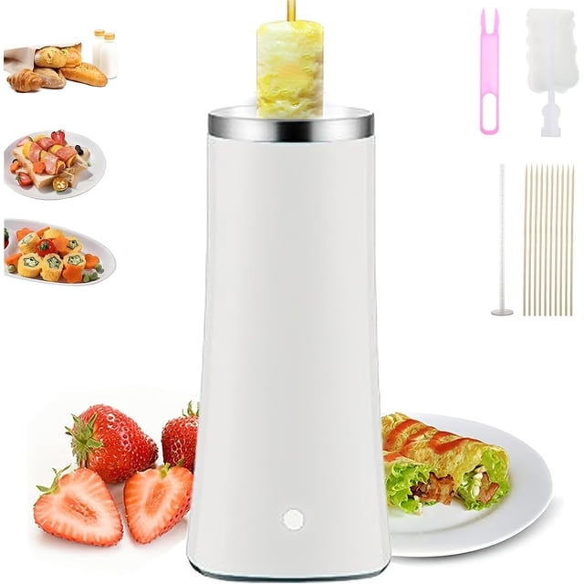 Automatic Egg Roll Maker, Electric Vertical Egg Tube Cooker, Non-Stick 9-Minute Automatic Heating, Vertical Sausage Making Machine for Breakfast, Parties, Home, Skewers, Appetizers (White)