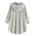 thumbnail image 4 of WRKEKC Women's Plus Size Hooded Cardigan Long Sleeve Button Front Plush Wool Blend Winter Coat, 4 of 6