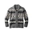 thumbnail image 3 of MAWCLOS Men Cardigan Sweater Lapel Cardigans Zip Up Outwear Slim Fit Travel Long Sleeve Sweaters Gray L, 3 of 5
