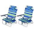 thumbnail image 1 of Costway 2-Pack Folding Backpack Beach Chair 5-Position Outdoor Reclining Chairs w/Pillow Blue, 1 of 10
