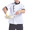 thumbnail image 2 of Nokdvo Chef Coat Men Lightweight Button Closure Breathable Short Sleeve Work Jacket Spring Summer Relaxed Fit Workwear with Pocket,White 3XL, 2 of 4