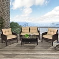 thumbnail image 2 of Costway 4PCS Patio Rattan Furniture Set Loveseat Sofa Coffee Table Garden W/ Cush, 2 of 10