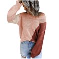 thumbnail image 1 of Pompotops Women's Autumn Loose Pullover Long Sleeve Round Neck Color Matching Sweater Top, 1 of 1