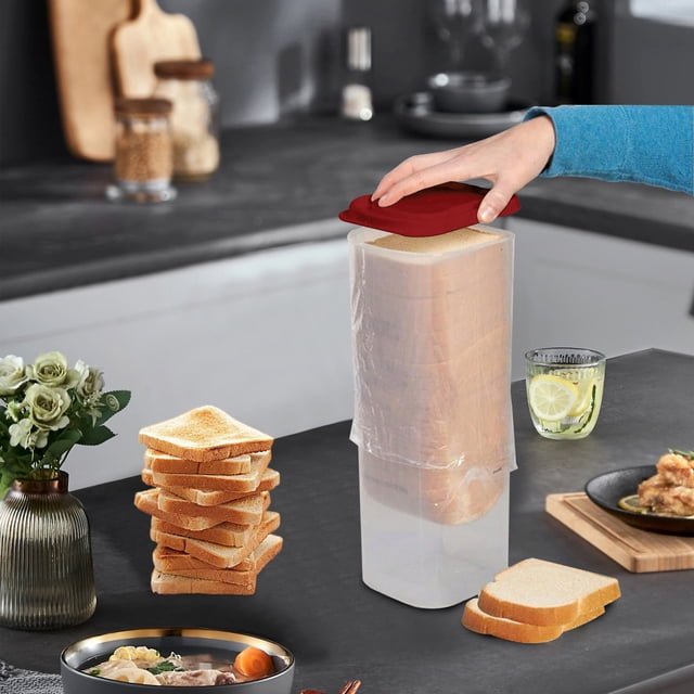 Meitianfacai Airtight Bread Storage Containers Bread Box Plastic Reusable Loaf Cake Clear Bread Dispenser Fresh Bread Organizer Bin