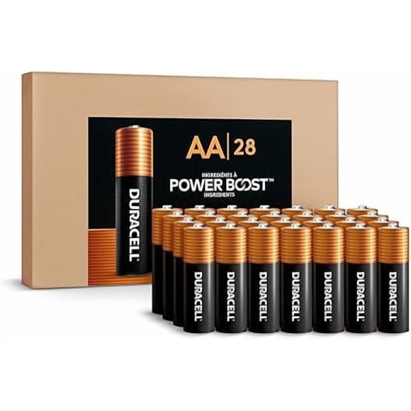 Duracell Piles Alcalines AA Coppertop avec Ingrédients POWER BOOST, 28 Unités, Alcalines Longue Durée en Paquet Refermable pour un Accès Rapide et un Rangement Organisé