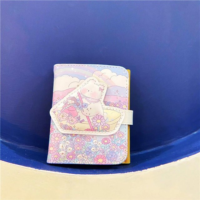 KUIZAP Little Bear Wallet Cartoon Women's Short Wallet Button 30% PU Card Bag(style I)