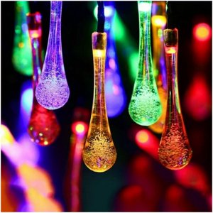 Lumières à cordes solaires extérieures étanches à la fée solaire 30 LED 8 Modes Multi Couleur Drop Éclairage pour Jardin Patio Intérieur P