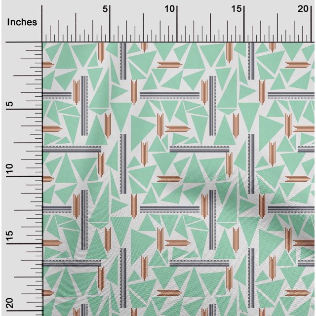 oneOone Cotton Poplin Fabric Triangle & Line Geometric  Printed Craft Fabric BTY 56 Inch Wide