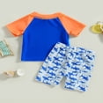 thumbnail image 2 of EIMELI Boys Swimsuits Short Sleeve Shark Print Rash Guard Shorts Set Swimwear, 2 of 6