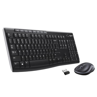 Logitech Combo Clavier et Souris Sans Fil pour Windows, Sans Fil 2,4 GHz, Souris Compacte, 8 Multidispositfs et Raccourcis Touches, Piles 2 Ans, PC et ordinateur portable - Noir