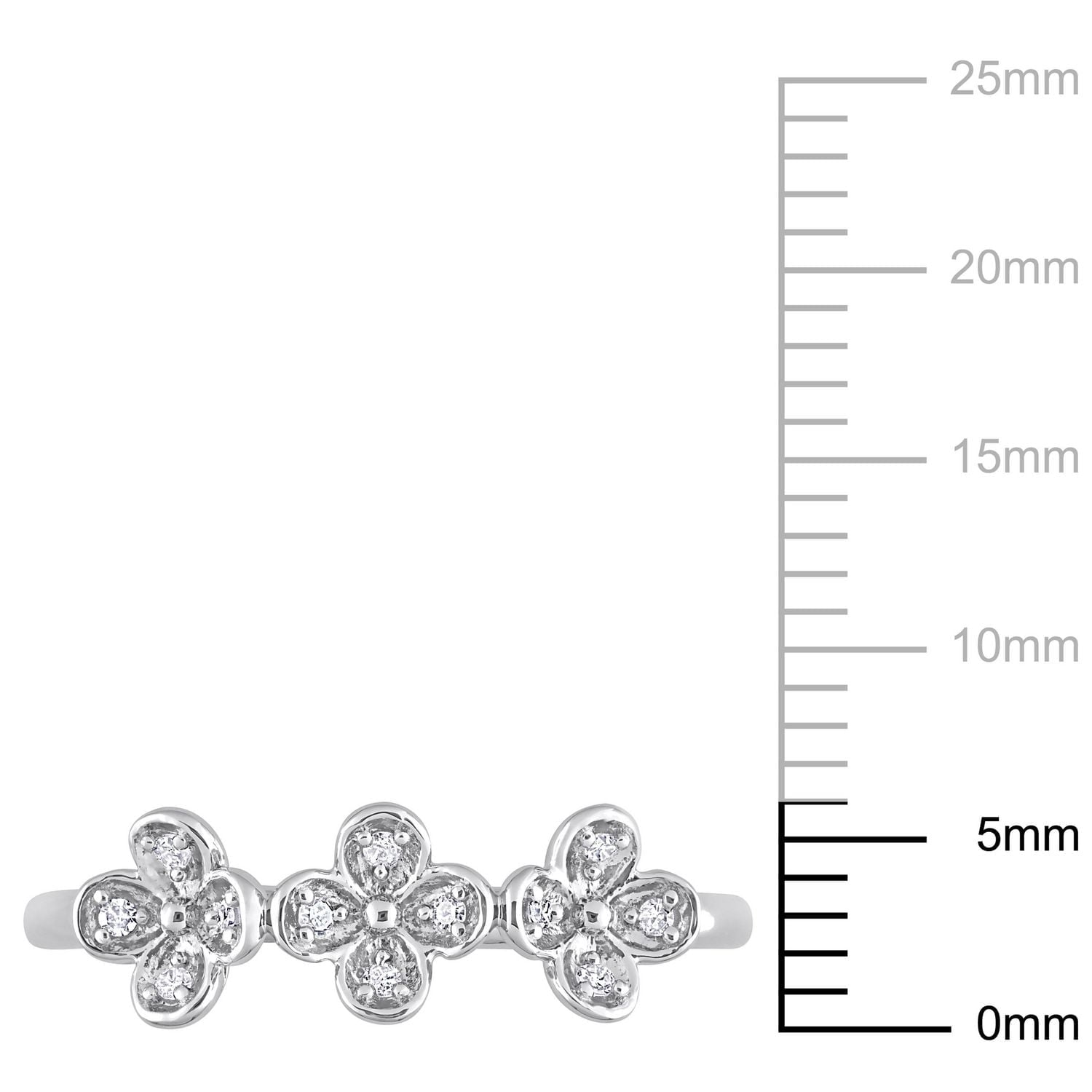 Bague de promesse triple fleur de Miabella avec accents de diamants en argent sterling