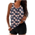 thumbnail image 1 of FAVIPT Tummy Control Tankini for Women Floral Print 2pc Bathing Suit Modest Tank Top Shorts Swimwear Multicolor,S, 1 of 6