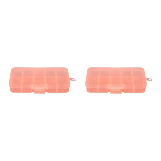 Thinsony 10 Grid Plastic Jewelry Removable Storage Box Beads Container Earring Orange 12.8x6.5x2.2cm 2Set