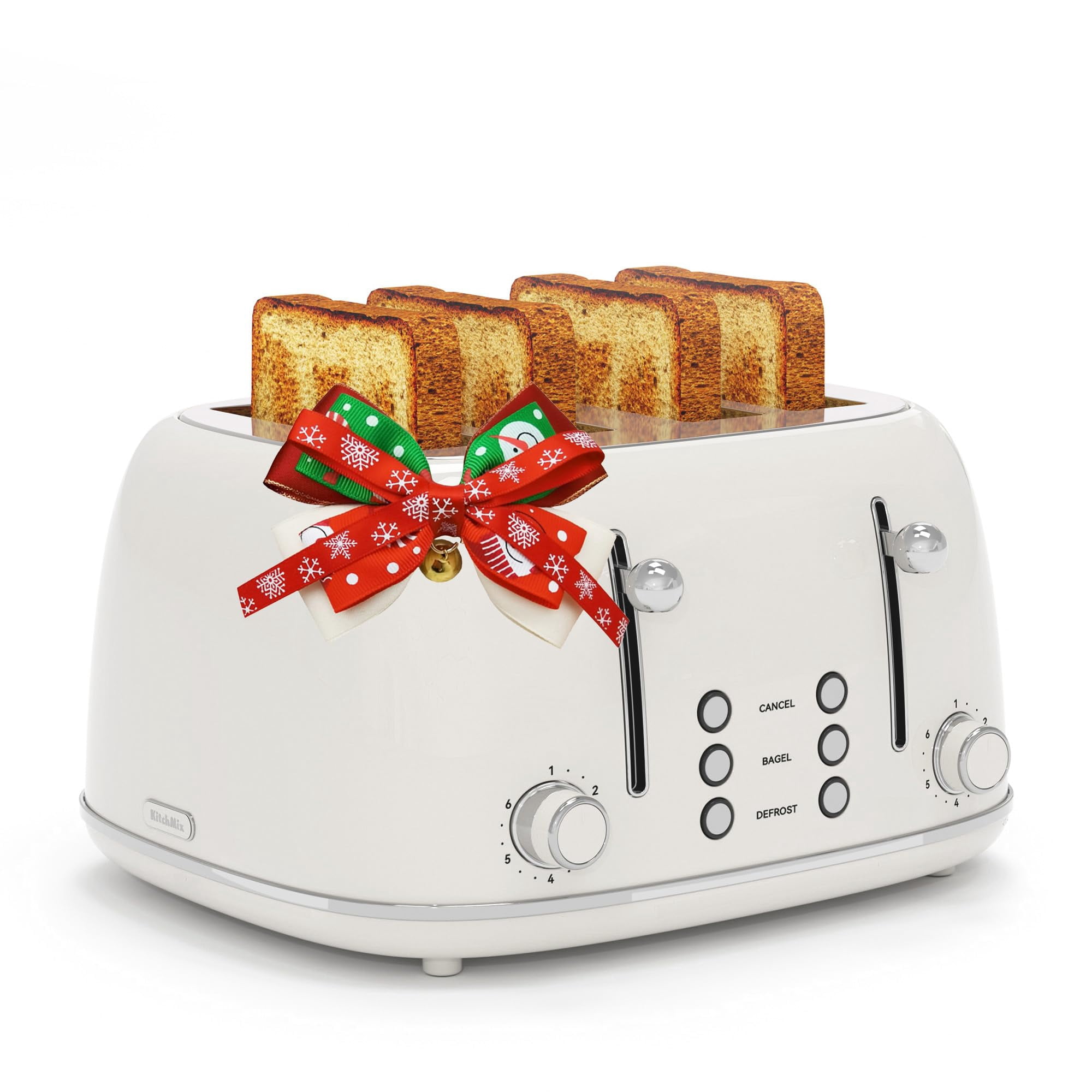 Toaster 4 Slice, Retro Stainless with 6 Bread Shade Settings,1.5''Wide Slots Toaster with Cancel/Defrost/Reheat Functions,Dual Independent Control Pa