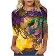 thumbnail image 1 of Penkiiy Blouse Carnaval Manches 3/4 Chemise de Printemps Quotidienne Tee Imprimé Masque Blouse Mardi Gras Col Rond 2024 Tee Tunique Habillée S Multicolore, 1 of 5