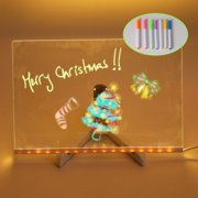 SNNROO LED Note Board with Colors  Acrylic Dry Erase Board with Light  Light up Dry Erase Board with Stand as a Glow Memo LED Letter Message Board Note Glass Led Board White Board