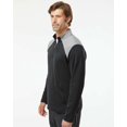 thumbnail image 3 of Adidas Mens Textured Mixed Media Quarter-Zip Pullover, L, Grey Three White, 3 of 4