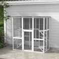 thumbnail image 1 of PawHut Grande Cage Extérieure en Bois pour Chat Blanche, 1 of 10