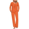thumbnail image 2 of Timegard Ensembles de Pyjamas pour Femmes Confortables, Haut à Manches Longues Froncé à Col Rond et Pantalon, Tenues de Pyjama Amples pour l'Automne, 2 of 6