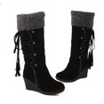 thumbnail image 4 of Bottes d'Automne Femmes Rétro à Lacets Chaussures Décontractées Talon Compensé Plat Grande Taille Fermeture Éclair Neige Chaussures Femmes Décontractées Automne en Liquidation, 4 of 6