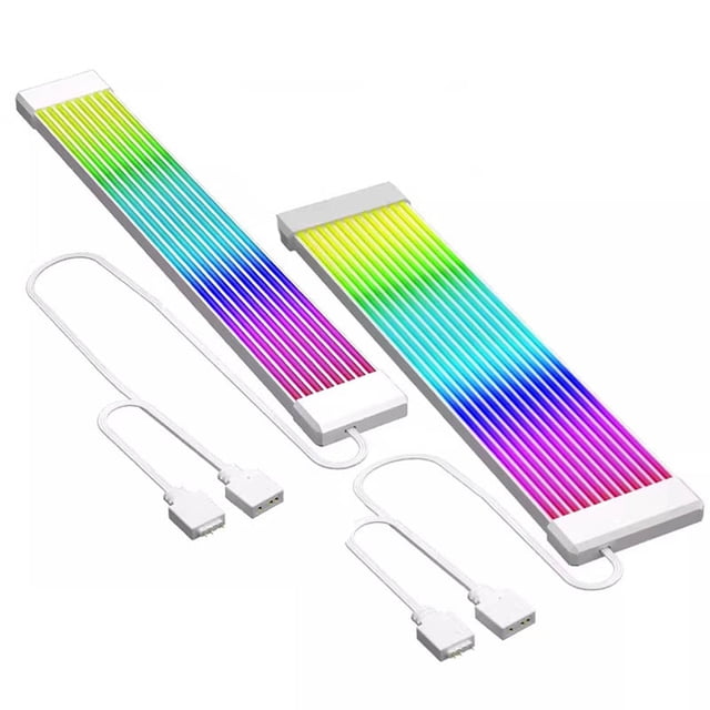 Flexible RGB LED Light Strip Bar ARGB Board Cover For Computer Power Supply ATX 24PIN GPU Video Card Cables And Case White Kit A Light Strip