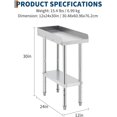 thumbnail image 2 of Stainless Steel 12x24x30 In Grill Stand Table with Adjustable Legs 400 lb NSF-Certified Capacity and 2 In Spill-Proof Edge for Kitchen, 2 of 8