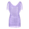 thumbnail image 5 of CEHVOM Mode Femmes Aguichant Col en V Couleur Unie à Franges Robe Sans Manches Jupe Courte, 5 of 5