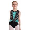 thumbnail image 4 of Linjinx Gym Leotards for Girls Ballet Dance Bodysuits Rhinestones Sleeveless Figure Skating Jumpsuit Green 10, 4 of 5
