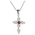 thumbnail image 1 of Collier Pendentif Croix Unisexe Femme Été Chaîne de Clavicule Opale Bijoux en Strass, 1 of 9