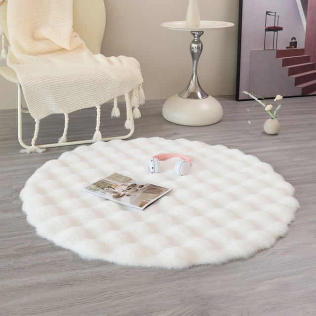 ABPWLY Round Plush Area Rug, 50x50cm Soft Shaggy Carpet for Bedroom Living Room, Non-Slip Backing, Multiple Colors, 19.69x19.69 Inches, Machine Washable