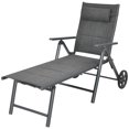 thumbnail image 1 of Patiojoy Chaise Longue de Patio Chaise d'Extérieur Inclinable avec Coussin de Cou et Roues Gris, 1 of 6