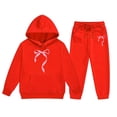 thumbnail image 4 of FhsagQ Outfits for Girls Children's Hoodie Set with Bow Print Little Girls Outfits Spring Spring Red 8-9 Years, 4 of 4