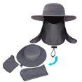 thumbnail image 2 of Outdoor Sun Protection Neck Face Cover Flap Cap Wide Brim Hiking Fishing Hat, 2 of 8